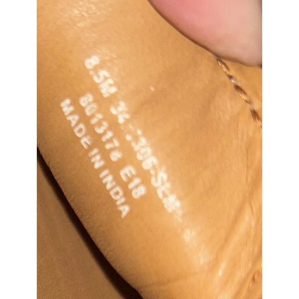 Frye Women's 8.5 M Sedona Seam Tan Leather Metallic Gold Loafer Shoes Flexible